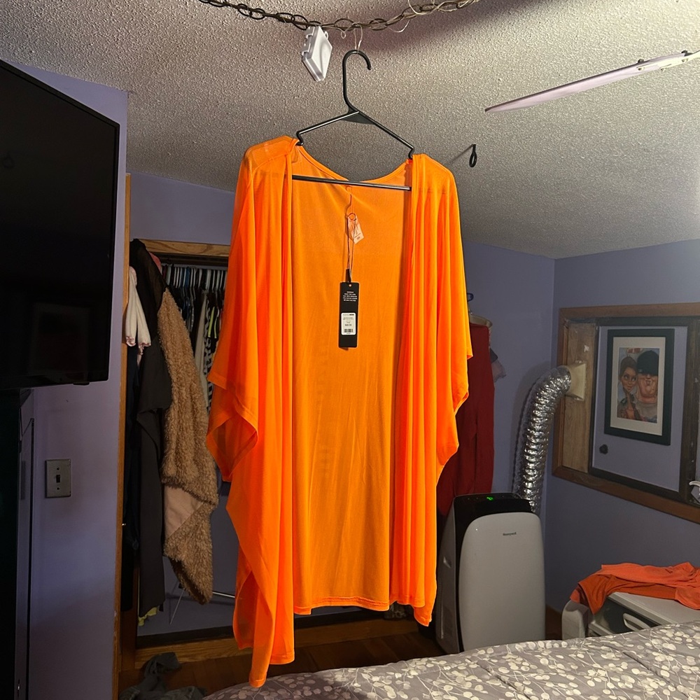 Brand new bright, orange bathing suit cover-up fashion nova